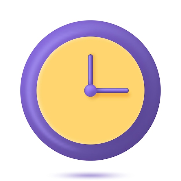 Circle clock icon. 3d rendering