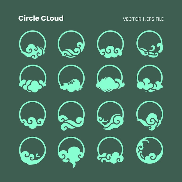 Vector circle cloud vector file with green color