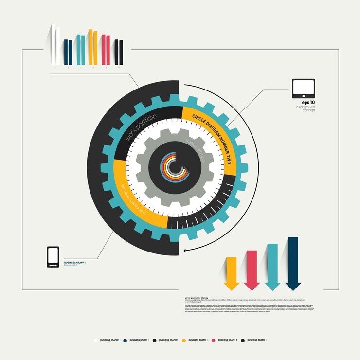 Vector circle cog wheel diagram template for infographic.