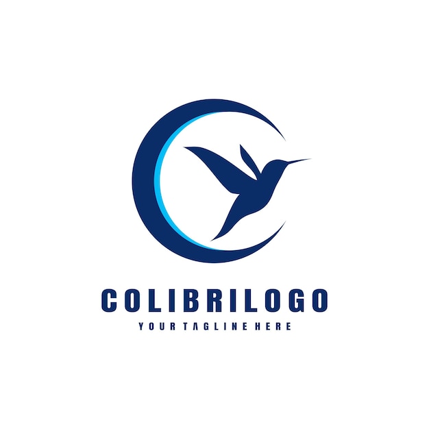 Cerchio colibri logo vettore premium