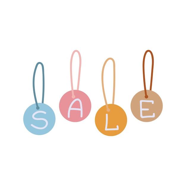 Circle color shopping label Sale in flat vector style Hand drawn vector illustration