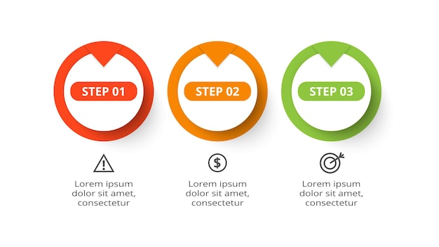 Концепция круга для инфографики с 3 шагами вариантов частей или процессов визуализация бизнес-данных
