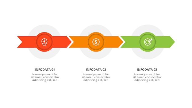 Concetto di cerchio per infografica con 3 passaggi opzioni parti o processi visualizzazione dei dati aziendali