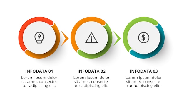 Концепция круга для инфографики с 3 шагами вариантов частей или процессов Визуализация бизнес-данных