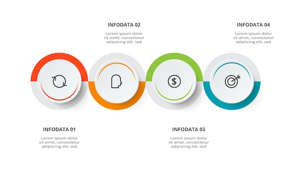 Circle concept for infographic with 4 steps options parts or processes Business data visualization