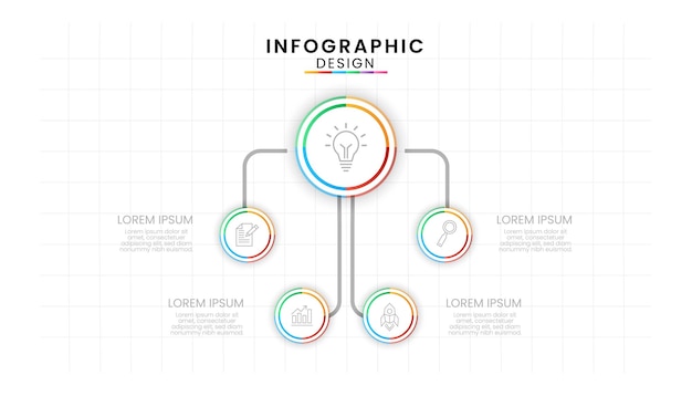 Circle concept with 5 Steps Line Process diagram