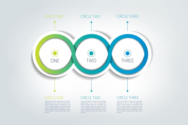 Circle connected 3d infographic four labels vector template