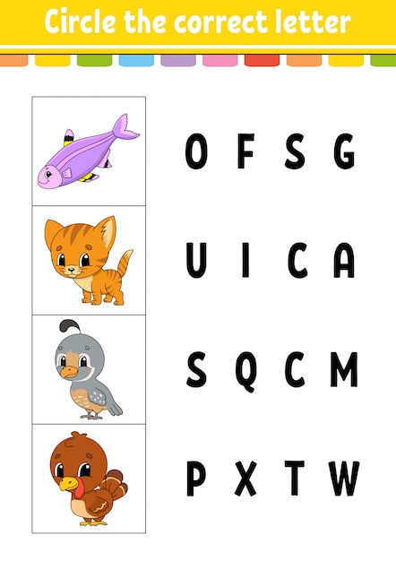 Circle the correct letter. Education developing worksheet