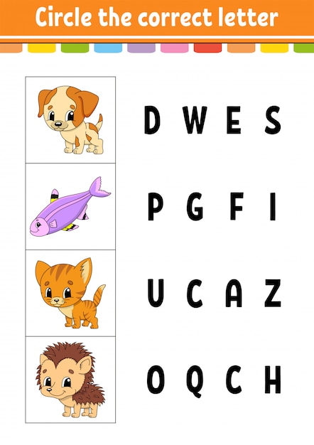 Circle the correct letter. Education developing worksheet.