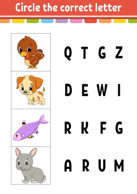 Circle the correct letter. Education developing worksheet.