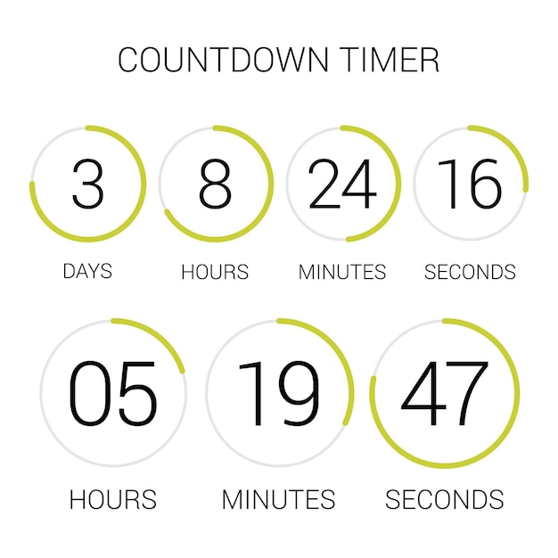 Circle countdown clock counter timer on white