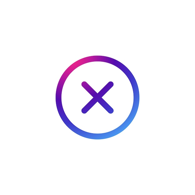 Circle cross icon vector with purple gradient effect