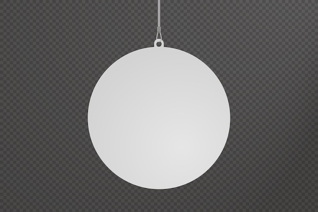 Vector circle dangler hanging from ceiling realistic mockup