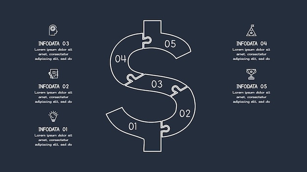 Circle dark infographic with 8 elements template for web on a black background business presentation Vector