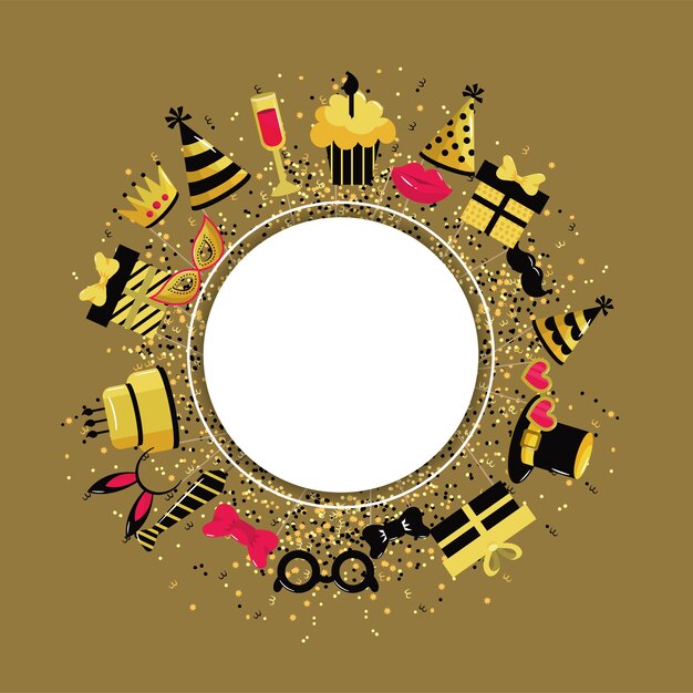 circle decoration with party happy birthday