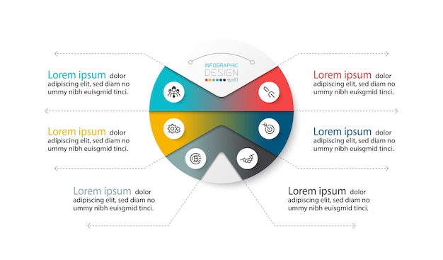 The circle diagram describes the structure of the work and analyzes the processes  infographic