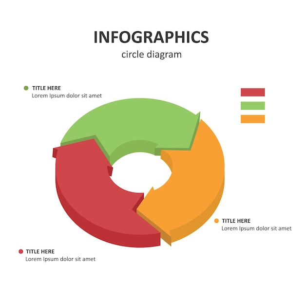 Vector circle diagram pie diagram 3d infographics full color illustration template