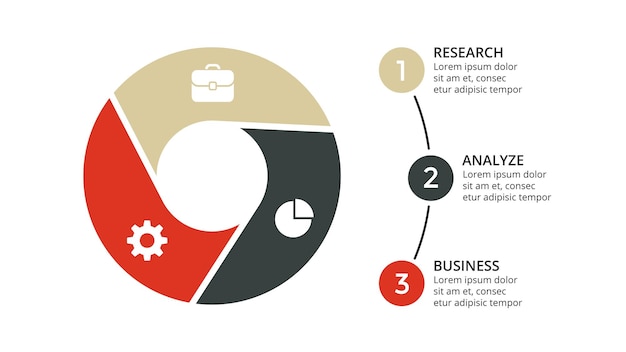 Vector circle diagram vector infographic presentation template chart 3 options steps