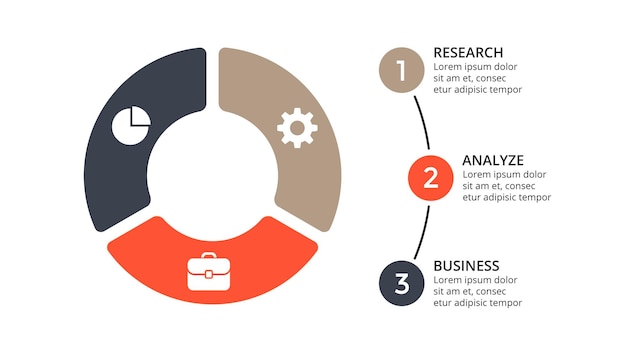 Circle diagram vector infographic presentation template chart 3 options steps