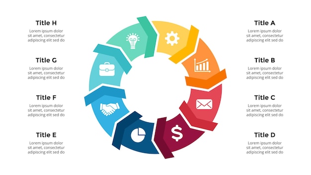 Circle diagram Vector Infographic Presentation template Chart 8 options steps