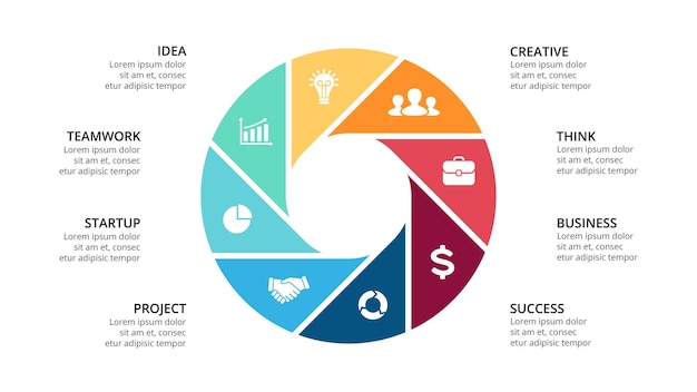 Circle diagram vector infographic presentation template chart options steps