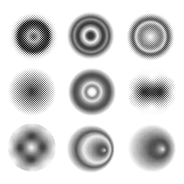 Circle dot pattern halftone texture set