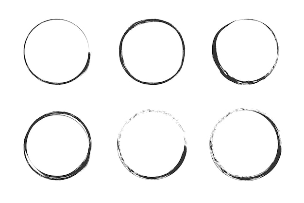 A circle drawn by a brush Vector doodle frame for design use Grunge circles