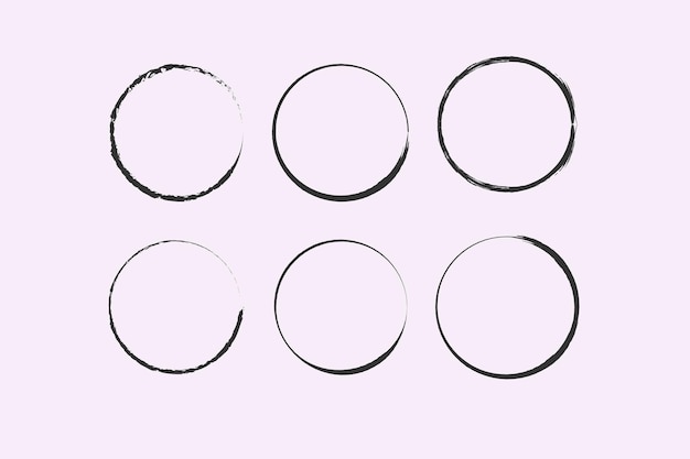 A circle drawn by a brush Vector doodle frame for design use Grunge circles