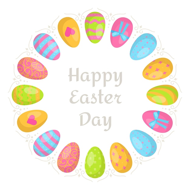 circle of easter eggs vector illustration of a drawing for the holiday for the faithful