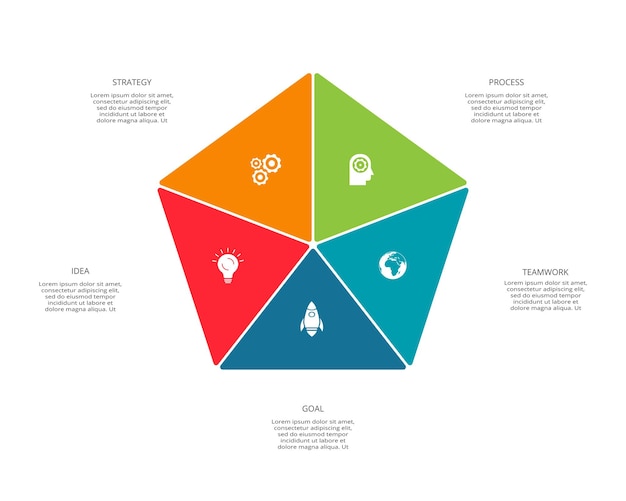 Circle elements of graph diagram with 5 steps options parts or processes Template for infographic presentation