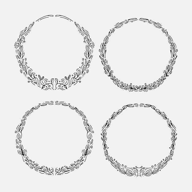 Circle ethnic and floral frame bundle