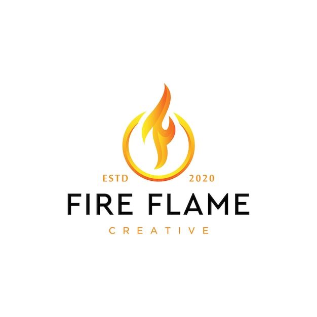 Circle fire with abstract letter F logo design template