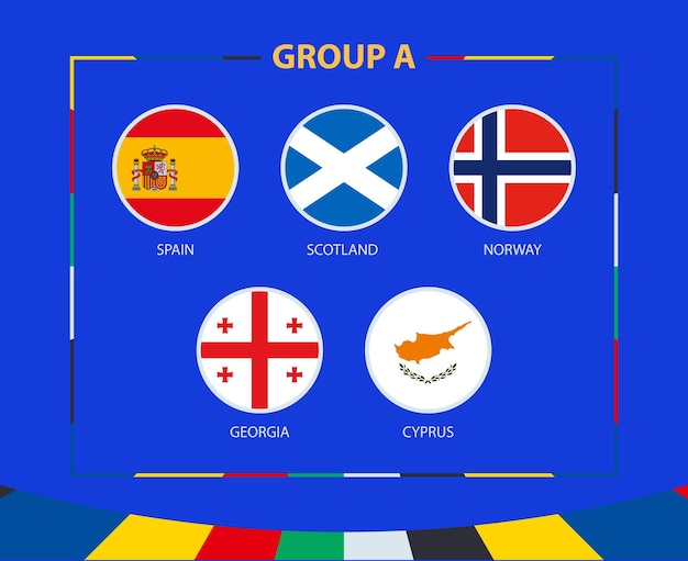 Premium Vector Circle flags of Group A Participants of qualifying