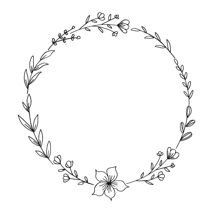 Vector a circle floral border on a white background