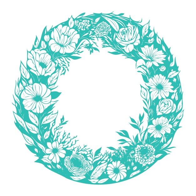 Circle floral frame illustration for greeting card