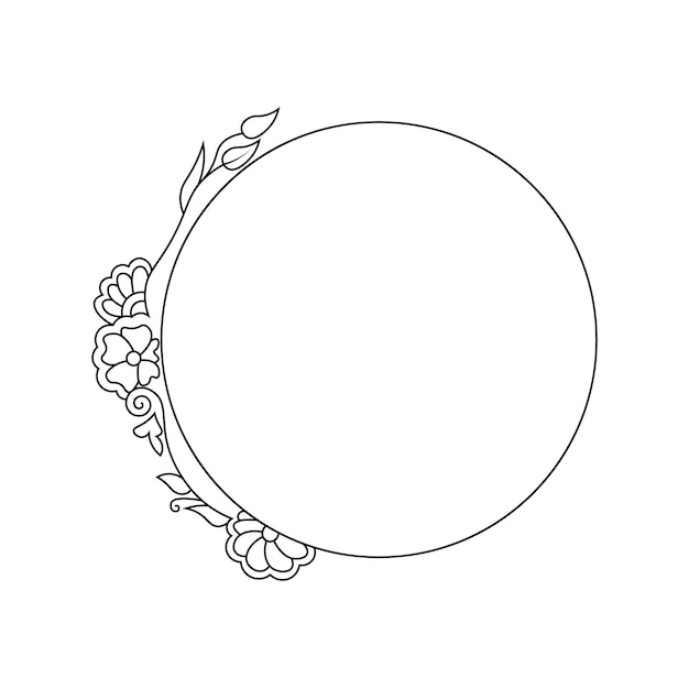 circle floral frame for invitation card flower border elements premium vector outline