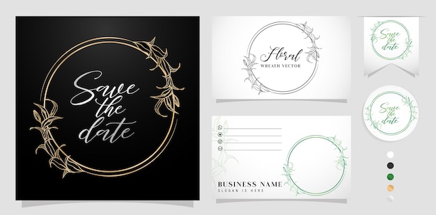 circle floral leaf wreath vector isolated background for greeting cards wedding invitations