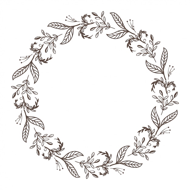 Circle floral vintage draw frame   illustration