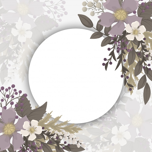 Circle flower frame  pink flowers