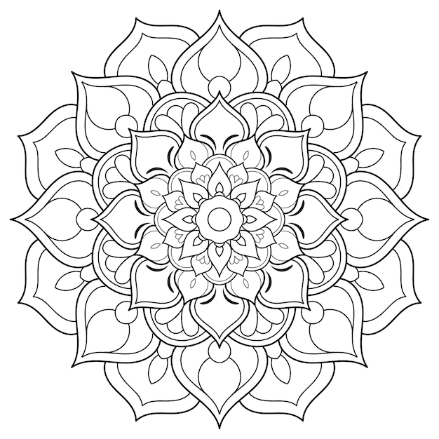 Cerchio fiore di mandala con stile floreale vintage mandala vettoriale motivo orientale elemento decorativo disegnato a mano design unico con fiore petalo concetto relax e meditazione uso per pagina logo libro