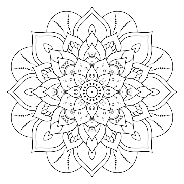 Circle flower of mandala with vintage floral style Vector mandala Oriental pattern Hand drawn decorative element Unique design with petal flower Concept relax and meditation use for page logo book