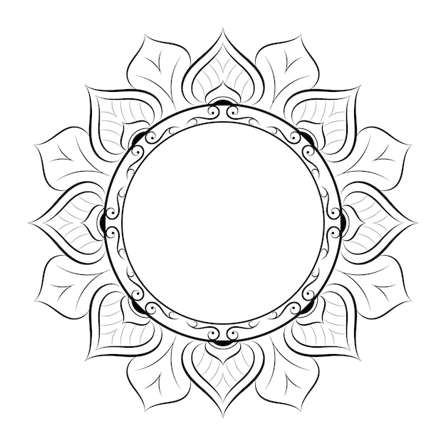 Circle flower of mandala with vintage floral style Vector mandala Oriental pattern Hand drawn decorative element Unique design with petal flower Concept relax and meditation use for page logo book