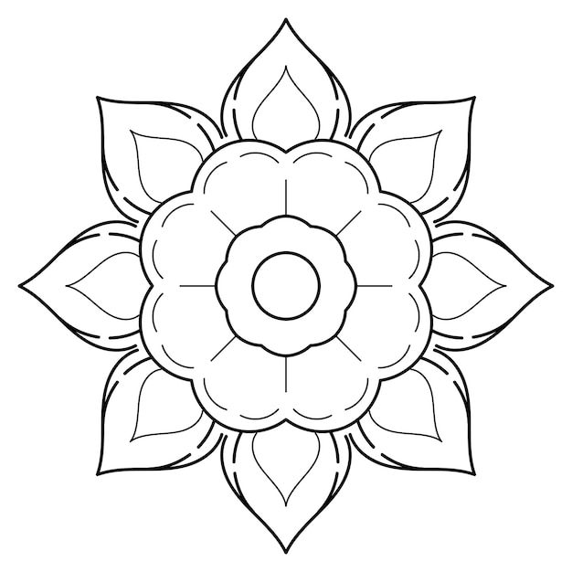 ヴィンテージ花柄の曼荼羅のサークルフラワーベクトル曼荼羅オリエンタルパターン手描き装飾要素花びらの花のユニークなデザインコンセプトリラックスと瞑想ページのロゴブックの使用