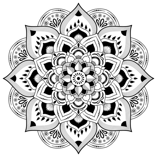 Cerchio fiore di mandala con stile floreale vintage mandala vettoriale motivo orientale elemento decorativo disegnato a mano design unico con fiore petalo concetto relax e meditazione uso per pagina logo libro