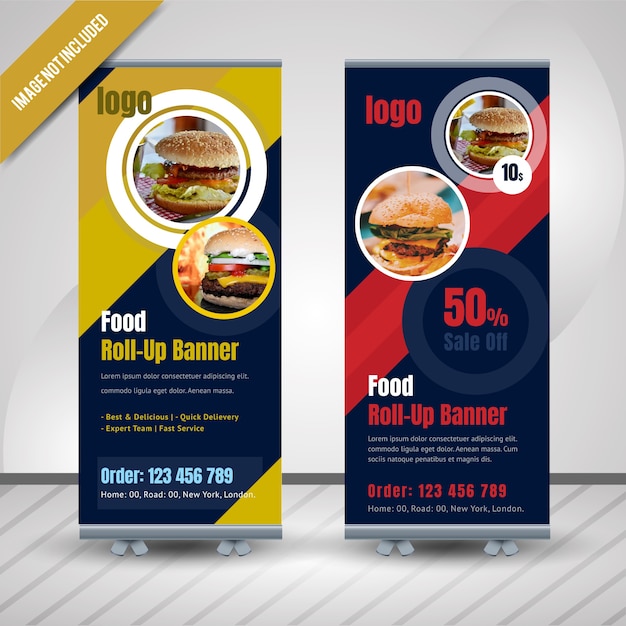 Alimento del cerchio roll up banner per ristorante