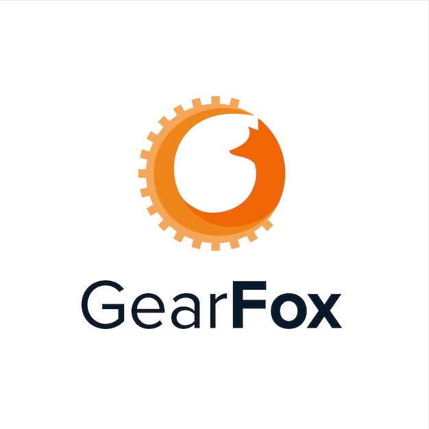 circle fox with equipment gear simple sleek modern creative logo design