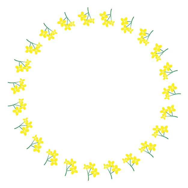 Circle frame design with yellow flowers