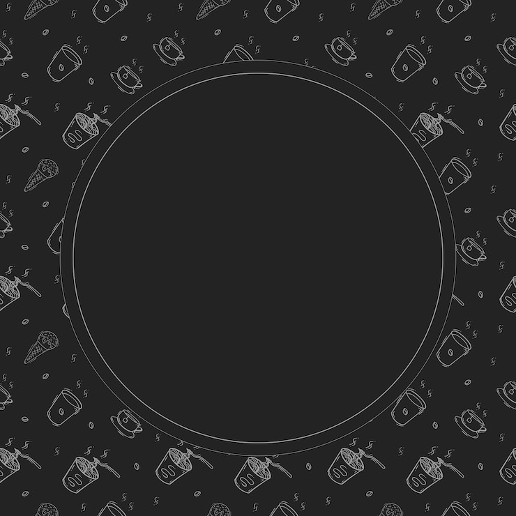 वेक्टर circle frame of food and beverage in doodle style