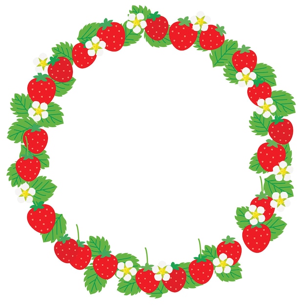 Circle frame illustration of the strawberry