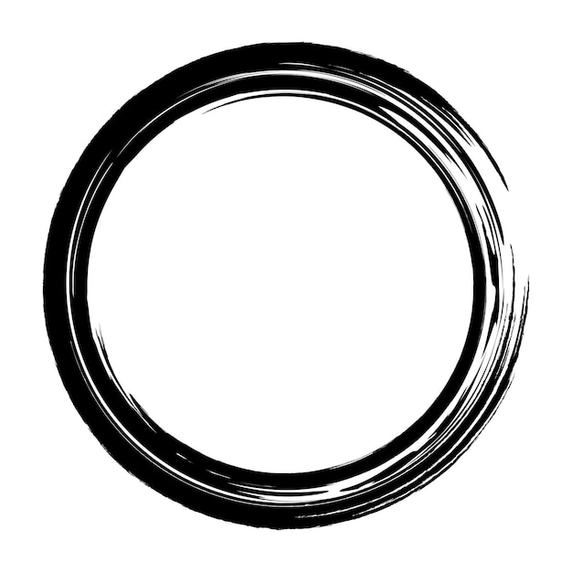 Vettore la cornice del cerchio è disegnata con un pennello grunge banner insegne logo icona etichetta e badge